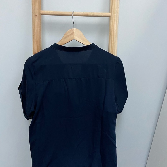 Portmans Short Sleeve Navy Blue Button Up Shirt Work Blouse Corporate Top Sz 10 - Picture 2 of 4